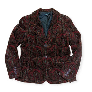 Chadwick's of Boston Paisley Corduroy Blazer Size 6 Red Brown